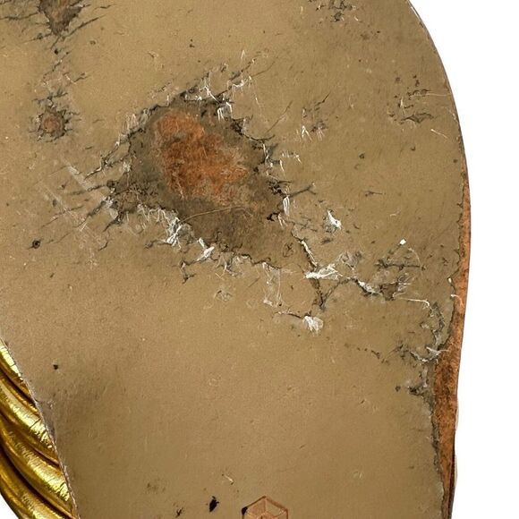 Raye Ziggy Gold Sandals Womens Size 7 Slip On Flats Metallic Open Toe goddess - Picture 9 of 13
